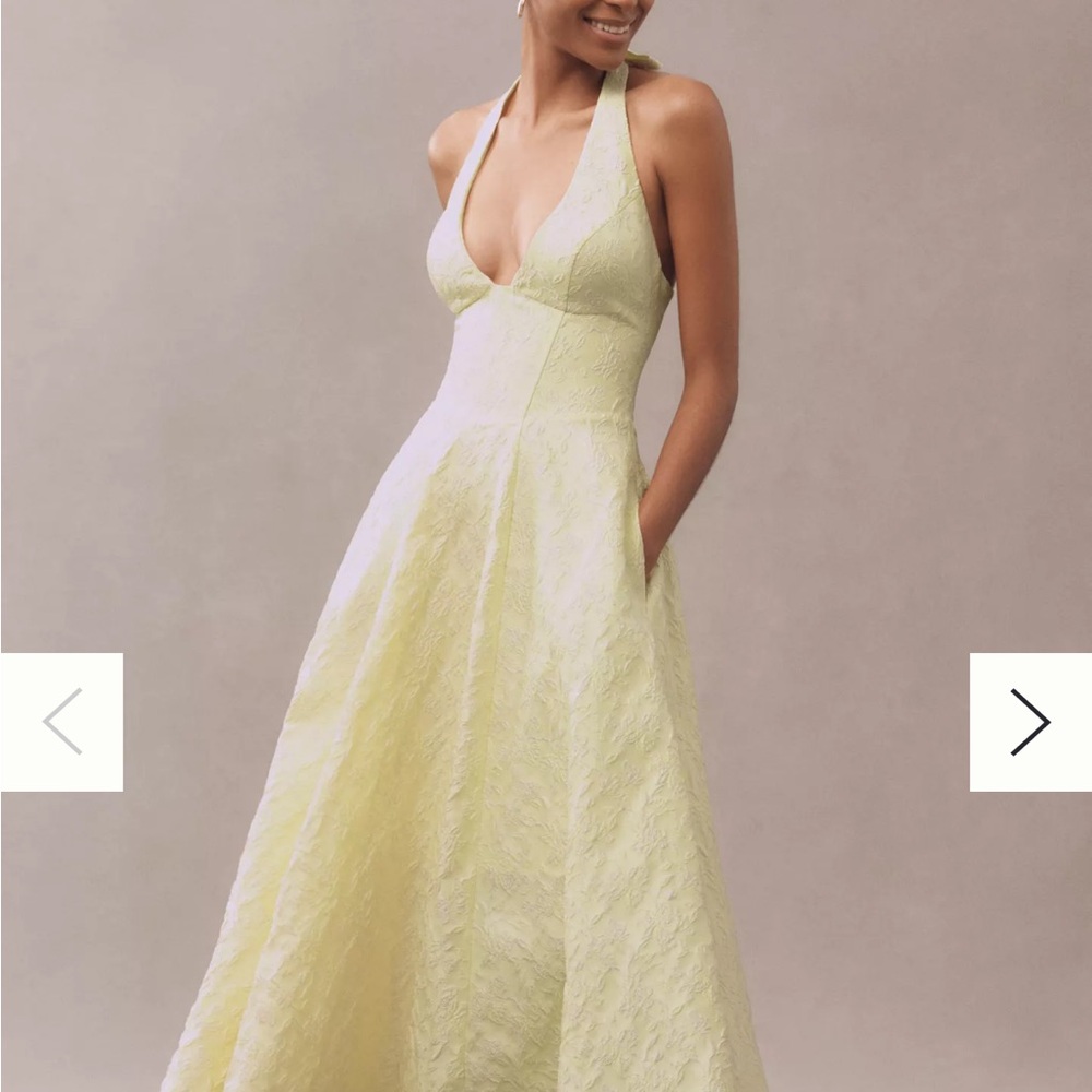 Mare Mare Halter Corset Fit & Flare Jacquard Maxi Dress